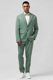 Gris vert Peak Revers Simple Boutonnage 2 Pièces Hommes Bal Costumes