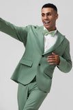 Gris vert Peak Revers Simple Boutonnage 2 Pièces Hommes Bal Costumes