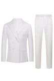 Jacquard Blanc Double Boutonnage 2 Pièces Costumes Homme