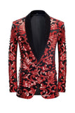 Paillettes rouges Motif floral Hommes 2 pièces Costumes