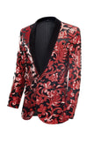 Paillettes rouges Motif floral Hommes 2 pièces Costumes