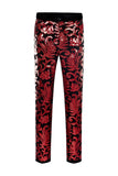 Paillettes rouges Motif floral Hommes 2 pièces Costumes