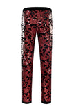 Paillettes rouges Motif floral Hommes 2 pièces Costumes