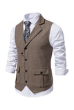 Gilet de costume pour homme à revers simple à revers marine