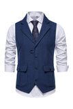 Gilet de costume pour homme à revers simple à revers marine