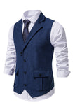 Gilet de costume pour homme à revers simple à revers marine