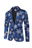 Bleu Snowflake Imprimé 3 Pièces Costumes De Fête De Noël Pour Hommes