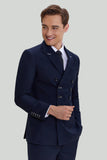 Costume À Double Poitrine 2 Pièces Navy Pour Hommes