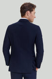 Costume À Double Poitrine 2 Pièces Navy Pour Hommes