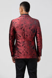 Peak Revers Bordeaux Jacquard Un Bouton 2 Pièces Costumes De Bal Homme