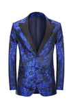 Blazer De Bal Pour Hommes Bleu Royal En Jacquard À Revers