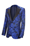 Blazer De Bal Pour Hommes Bleu Royal En Jacquard À Revers