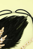 Bandeau à clapet à plumes perlées noires des années 20