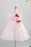 Robe fille fleur de tulle rose