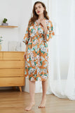 Robe de demoiselle d’honneur Orange Floral Boho Kimono