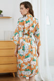 Robe de demoiselle d’honneur Orange Floral Boho Kimono