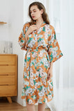 Robe de demoiselle d’honneur Orange Floral Boho Kimono