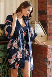 Navy Deux pièces Print Bridal Party Robes