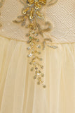 Champagne Tulle Une ligne Robe fille avec broderie