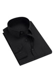 Chemise de costume à manches longues noires solides pour hommes