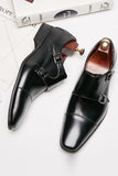 Black Monk Strap Chaussures habillées en cuir pour hommes