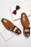 Brown Monk Strap Chaussures habillées en cuir pour hommes