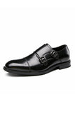 Brown Monk Strap Chaussures habillées en cuir pour hommes