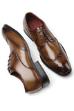 Brown Lace-Up Chaussures habillées en cuir slip-on pour hommes