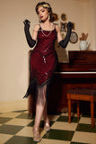 Noir Rouge Spaghetti Sangles 20s Robe