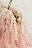 Sac de soirée Vintage Ostrich Feather Blush