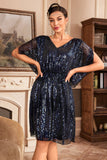 Navy Sparkly 1920s Robe avec paillettes