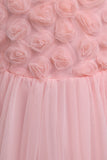 Robe de fille à fleurs roses avec nœud papillon