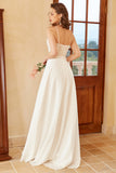 Belle robe de mariée blanche à bretelles spaghetti avec appliques