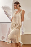 Grande taille Champagne Gatsbys 1920s Flapper Robe avec paillettes et franges