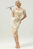 Champagne Sequin Fringe Flapper Robe