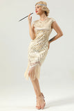 Champagne Sequin Fringe Flapper Robe