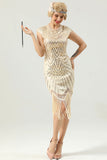 Champagne Sequin Fringe Flapper Robe