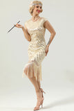 Champagne Sequin Fringe Flapper Robe