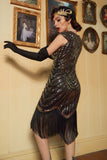 Champagne Sequin Fringe Flapper Robe