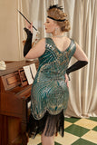 Plus Taille 1920s Gatsby Sequin Fringed Apricot Flapper Robe