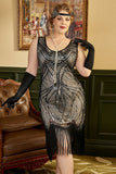 Plus Taille 1920s Gatsby Sequin Fringed Apricot Flapper Robe