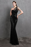Gold Mermaid One Shoulder Sequin Prom Robes